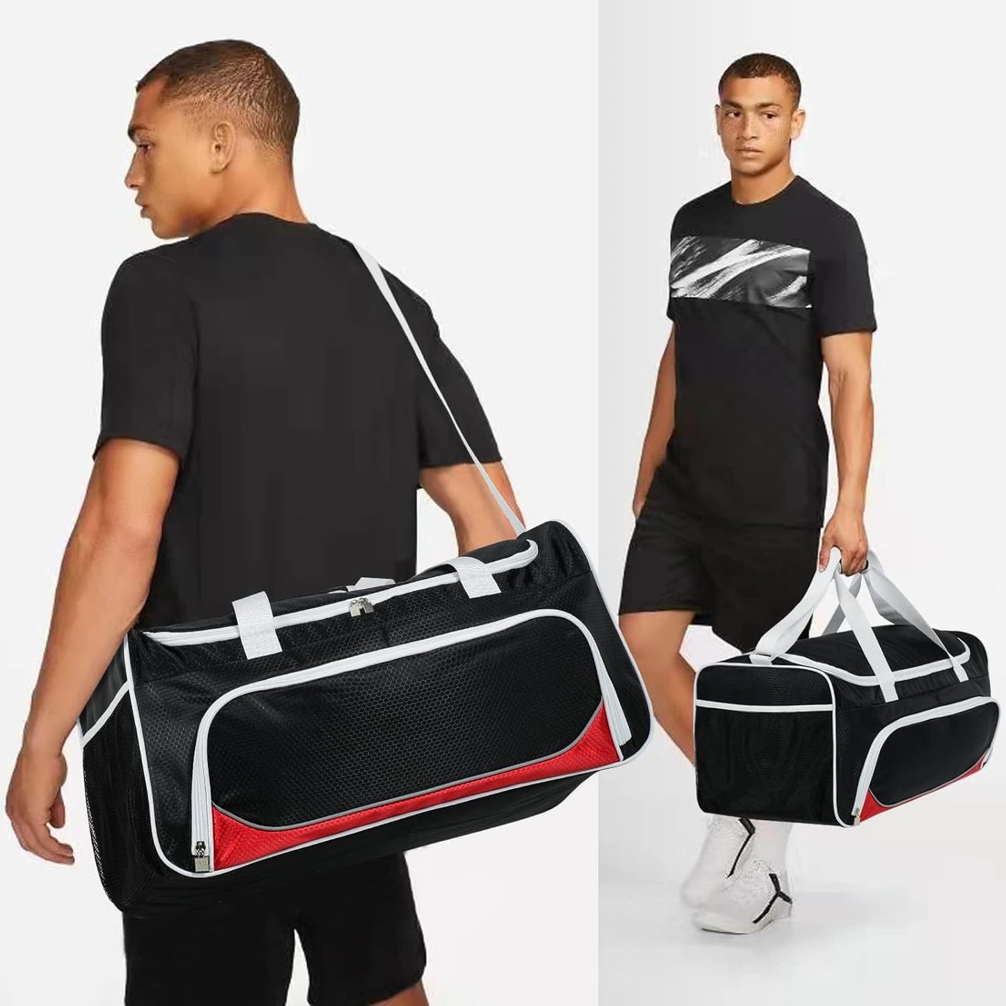 Uarition Gym Duffle Bag - 55L Large Black Duffel for Sports, Workouts & Travel | Durable Heavy-Duty Design