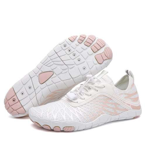 Teuivhy Hike Barefoot Shoes Women Men Breathable & Non-Slip Athletic Footwear Wide Toe Water Shoes White