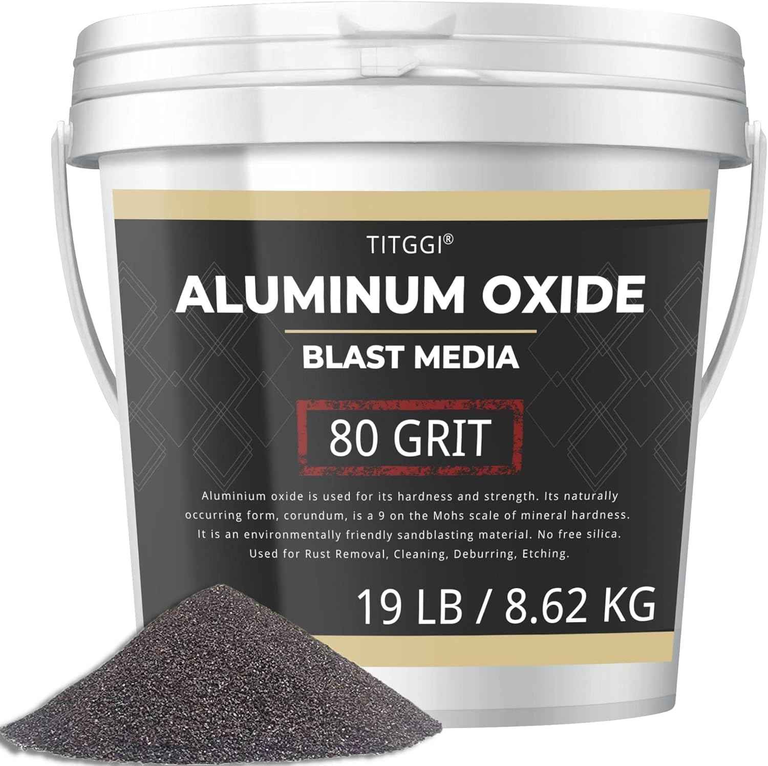 Premium 100 Grit Aluminum Oxide Blast Media - 19lbs High Abrasive Sand for Metal Blasting
