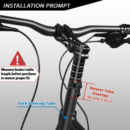 BUCKLOS Bike Stem Riser Extender MTB, 1-1/8" 28.6mm Bike Fork Stem, Handlebar Stem Aluminum Adapter for Mountain Bike, Road Bike, MTB, BMX