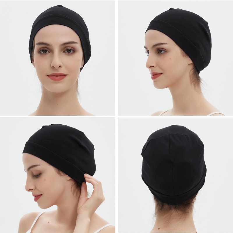 vidsel 100% Cotton Skull Caps for Men Women Breathable Night Cap Sleep Hats Soft Lightweight Running Beanie Helmet Liner