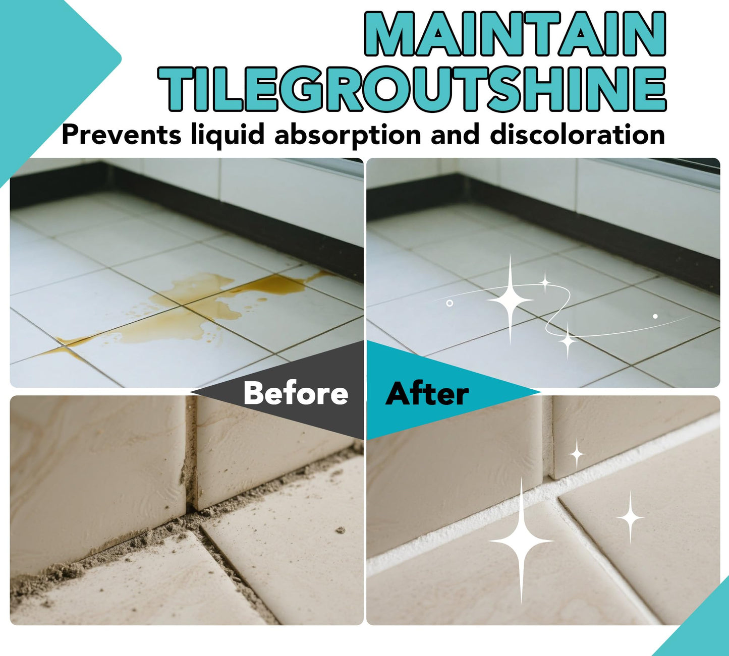 Grout Sealer, 7oz/200g Waterproof Grout Sealant Spray with Squeeze Tip, 100% Safe Grouts Repair Kit for Shower, Bathroom, Floors, Clear Tile Sealer Protector for Ceramic, Marble, Granite & Stone﻿