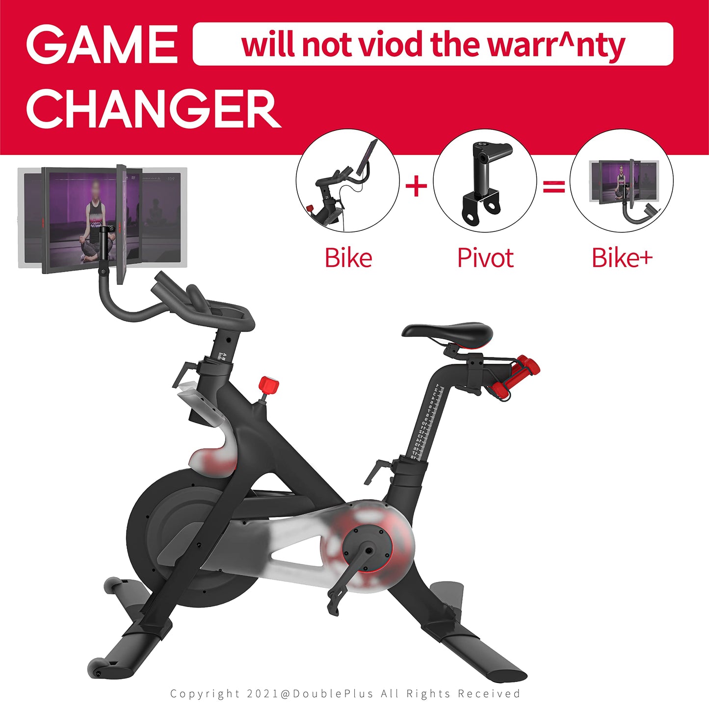 DoublePlus Swivel Compatible with Peloton Bike, Upgraded Swivel for the“ OG” Bike, 360 Degree Adjuster, Easily Adjust & Rotate Your OG Bike Screen, Accessories Compatible with the OG Bike