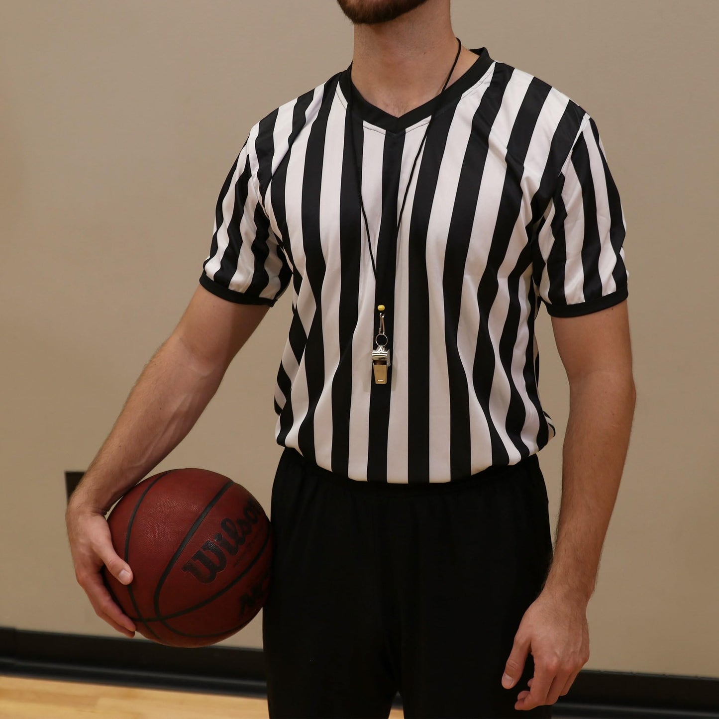 Murray Sporting Goods Men's V-Neck Referee Shirt | Men’s Official Short Sleeve Pro-Style V-Neck Officiating Halloween Costume (Large)