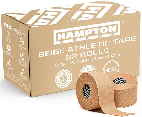 Hampton Adams Athletic Tape - Original Bulk 32-Pack | 45 ft Rolls | No Sticky Residue & Easy to Tear