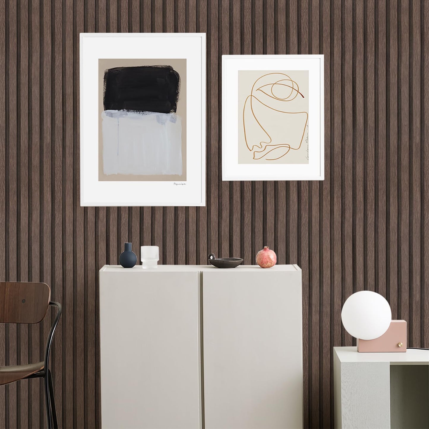 Yun-aeon Natural Wood Peel and Stick Wallpaper Wood Slats - 17.3"x 120" Dark Brown Self-Adhesive Waterproof Vinyl Removable Wall Paper for Wall Decor Bedroom