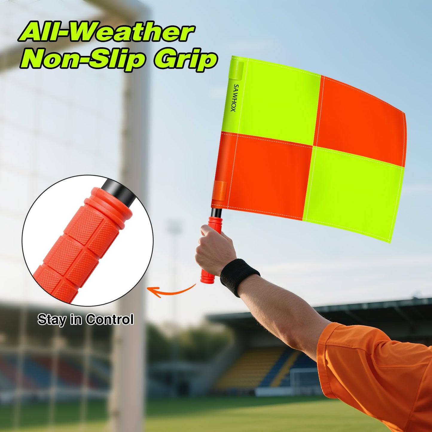 SAWHOX Soccer Referee Flags, 2PCS Referee Kit Detachable Referee Flags