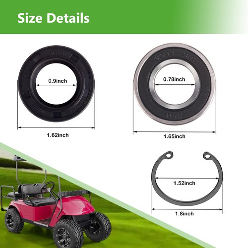 10L0L Golf Cart Rear Axle Bearing & Seal Kit 2 Pack for EZGO Marathon, Medalist, TXT, RXV 1978-up, Replace OEM 611931 620343 70181-G01 15112G1 230-889 82705-78