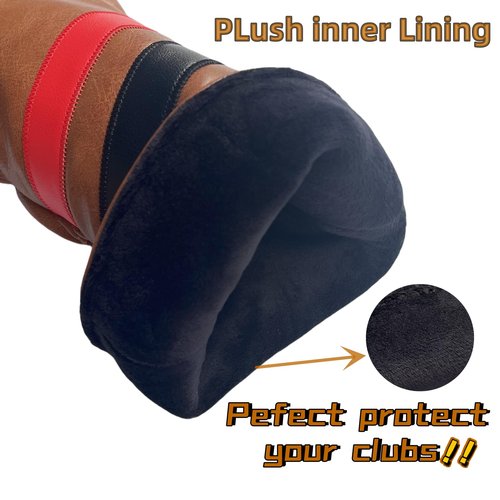 WTLJQQY Golf Club Head Covers Driver 3 Wood 5 Wood Hybrid Headcover or 3pcs Set Brown Leather Golf Headcovers for Golf Clubs Gifts for Men Golfer