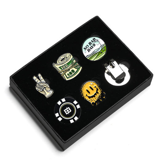 BRIMZ Golf Ball Marker Set – 5 Magnetic Golf Ball Markers with Hat Clip for Convenient Access on The Course