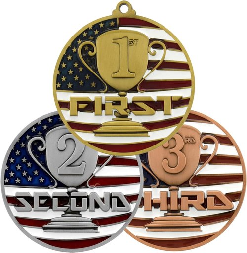 Decade Awards Custom Engraved Patriotic Medal - Stars and Stripes Neck Ribbon | 2.75 Inch Wide