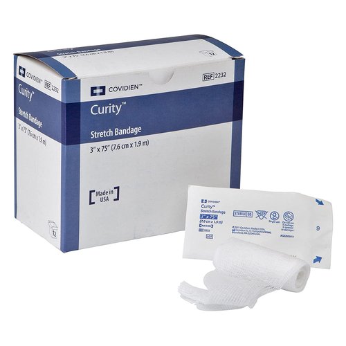 Covidien 2232 Curity Stretch Bandage, Sterile in Soft Pouch, 3" x 4.1 yd, 75" Relaxed (Pack of 12)