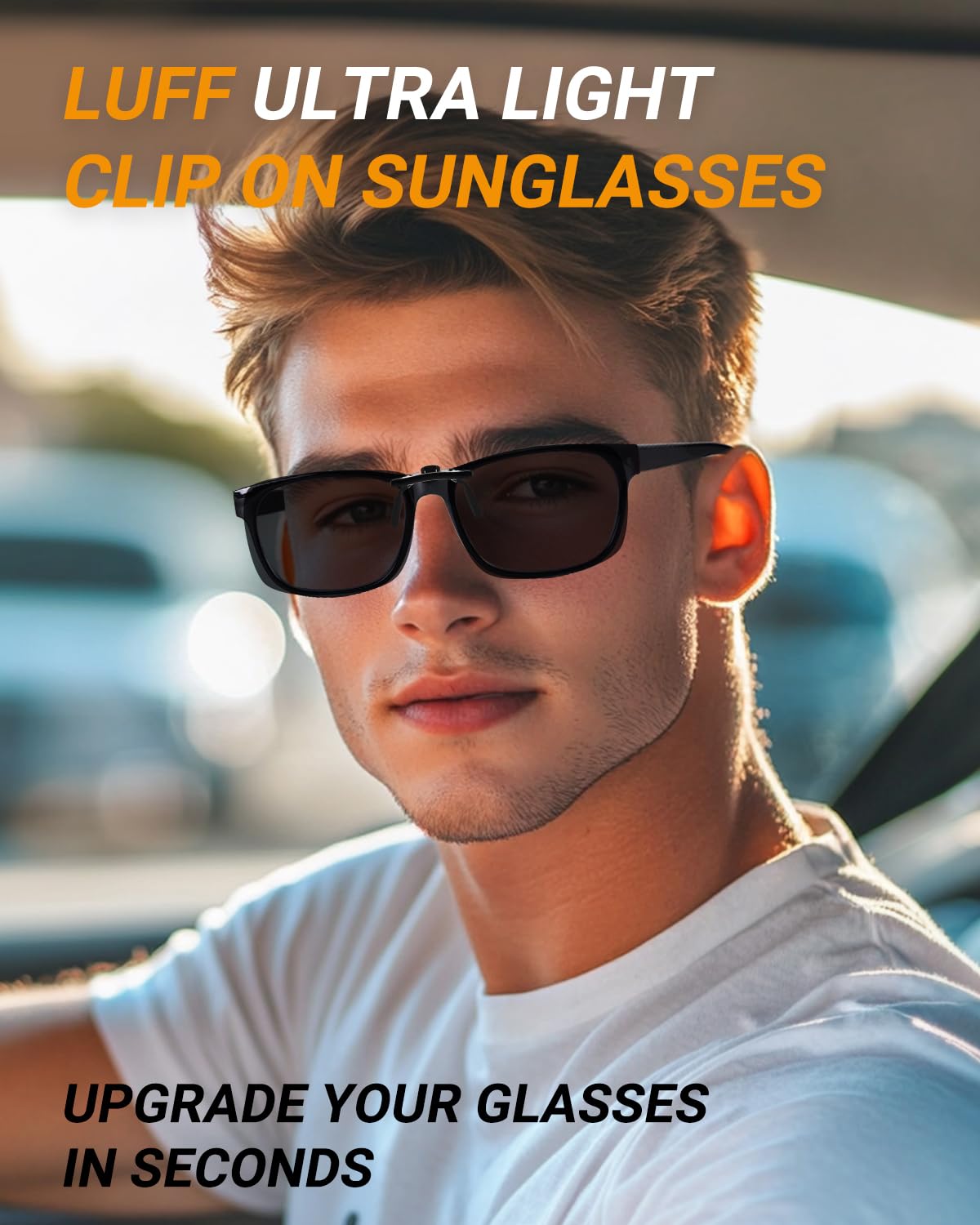 LUFF Polarized Clip on Sunglasses for women and men,sunglasses clip for car visor,UV400 Outdoor/Driving/Fishing(Black)