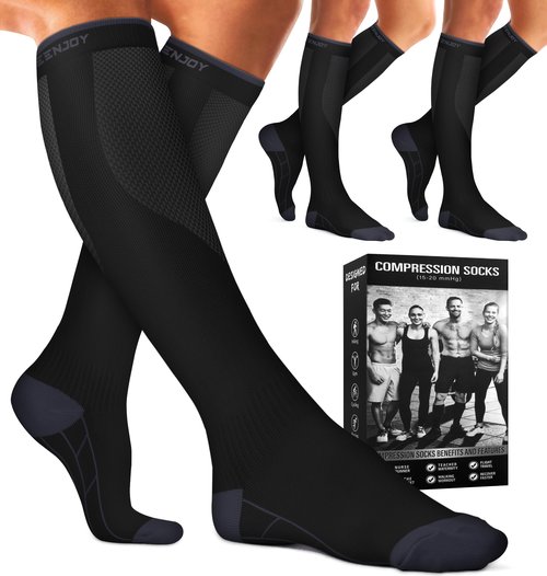Compression Socks for Women & Men (3 pairs) - Best Support for Nurses, Running, Hiking, Recovery & Flight Socks