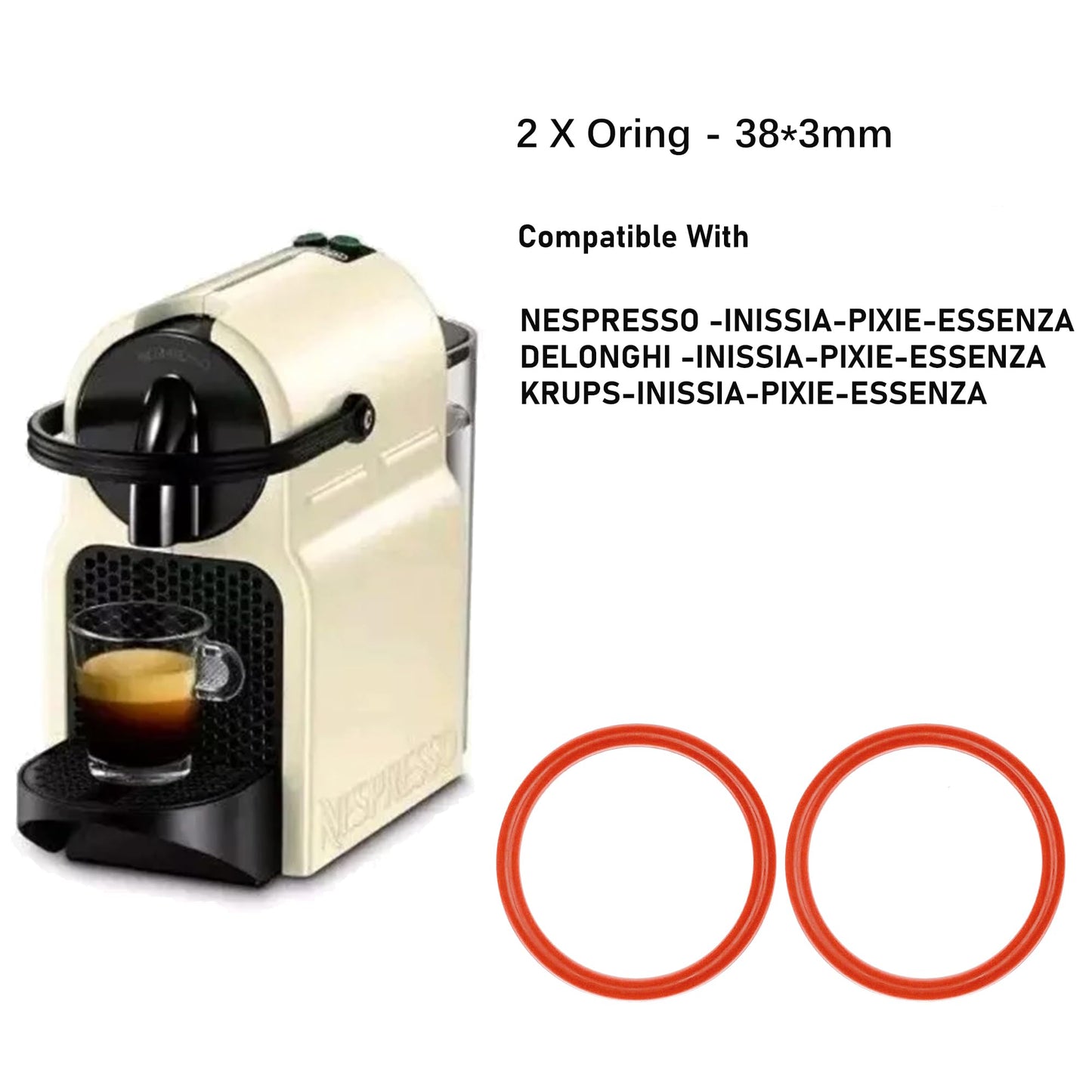 2pcs oring gasket Compatible With Nespresso Original Capsule Coffee Machine INISSIA PIXIE ESSENZA Maintenance Part silicone ring anti-leak water, for Krups, for Delonghi
