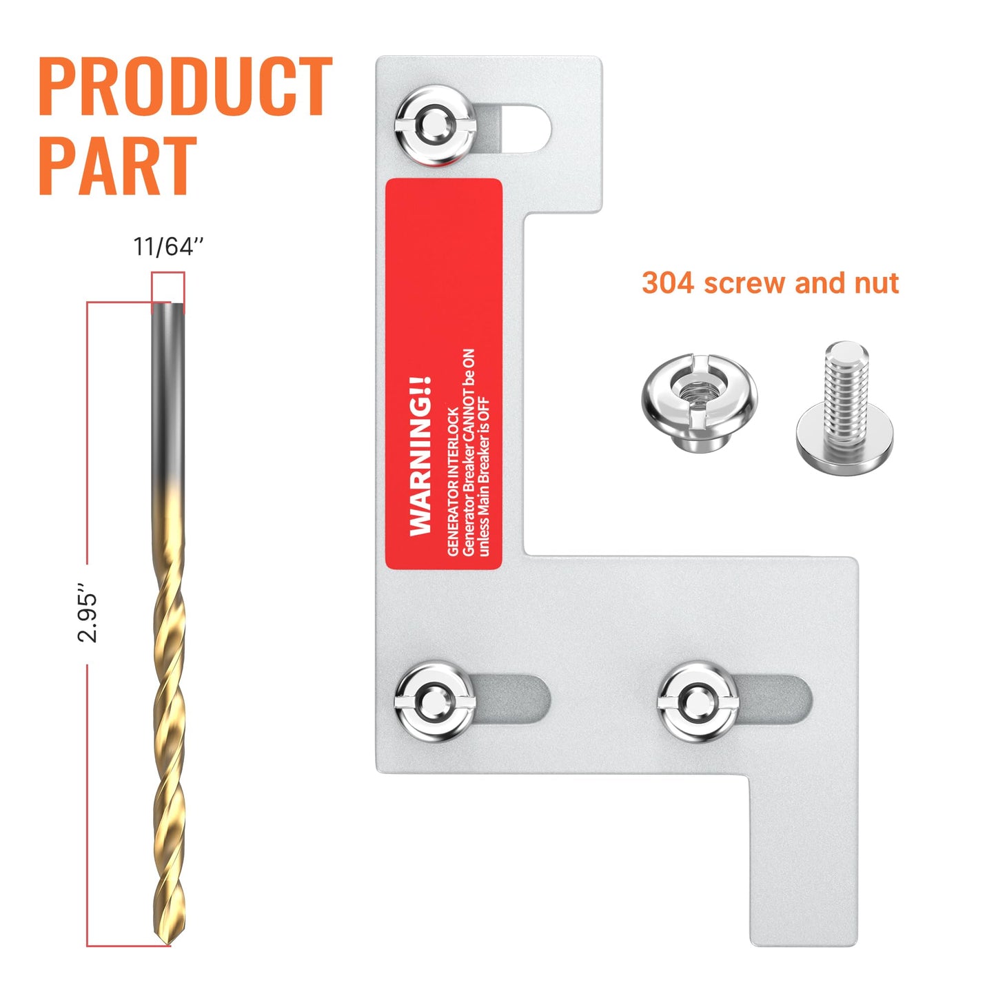 RVBOATPAT Generator Interlock Kit Fit for ITE, Murray, Gould, Thomas, Siemens and Betts, 150 or 200 Amp Panels 1 1/4 Inch Spacing Between Main and Generator Breaker