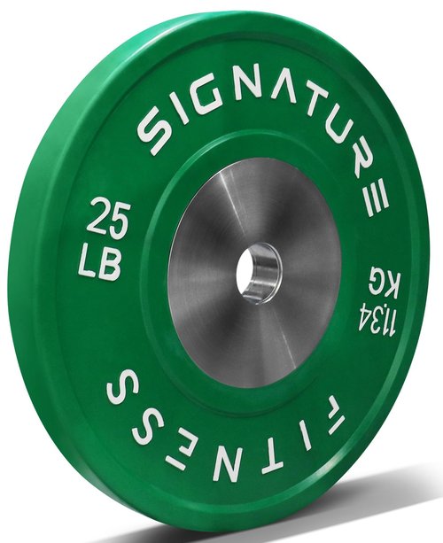Fitvids 2" Olympic Competition Bumper Plate with Steel Hub, 25 LBS Single, Green