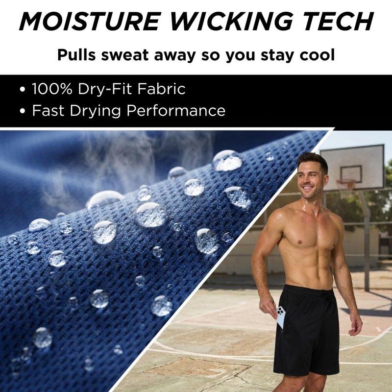 Ultra Performance Mens 5 Pack Athletic Running Shorts, Loose fit Basketball Gym Workout Shorts for Men with Zippered Pockets