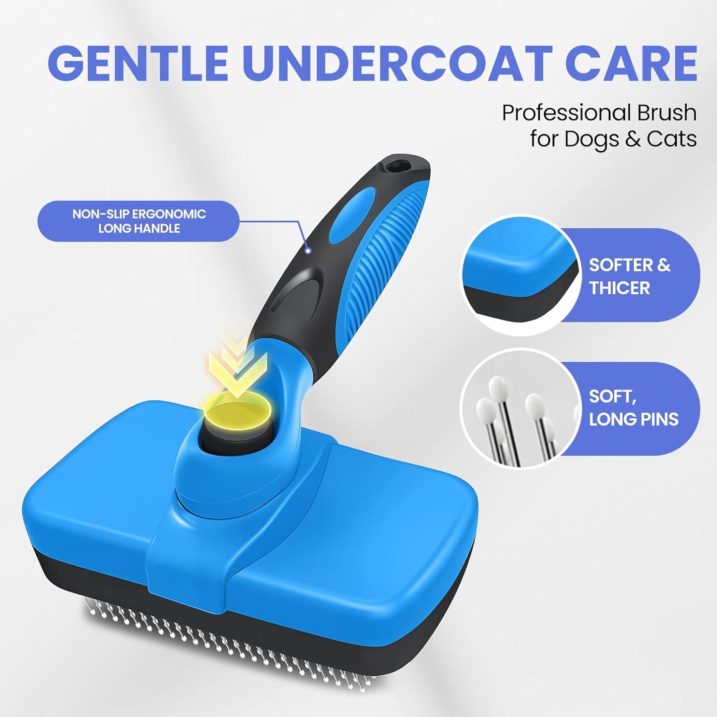Skiennix Self-Cleaning Shedding Brush - 5-in-1 Professional Grooming Kit for Dogs & Cats | Skin-Friendly, Blue