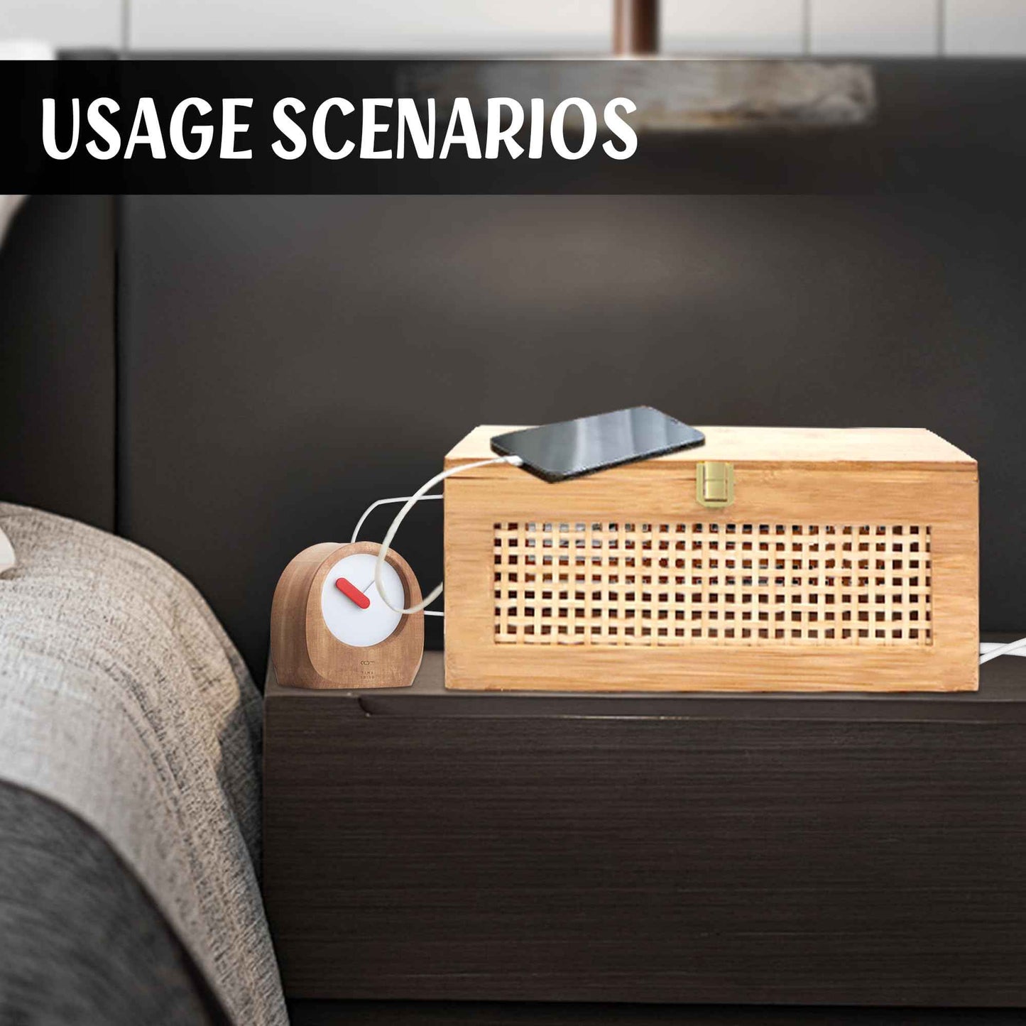 Txcucc Solid wood Cable Management Box，- Cable Organizer Box and Power Strip Box for Electrical Cord Management - Under Desk Cord Organizer for TV Wires Computer Router & Power Strip