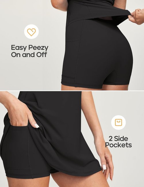 Heathyoga Tennis Dress for Women - Athletic Dress with Built-In Shorts & Pockets | Stylish Golf Outfit