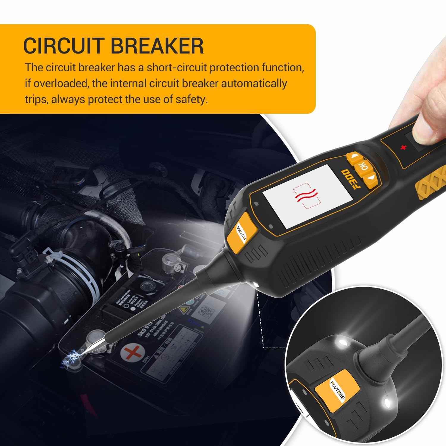 Flutree 2-in-1 Power Probe Circuit Breaker Finder and Battery Tester, 6-30V AC/DC Voltage, Fuel Injector, Relay, Fuse Tester, Component Activating, 40FT Freedom, 2025 Updated