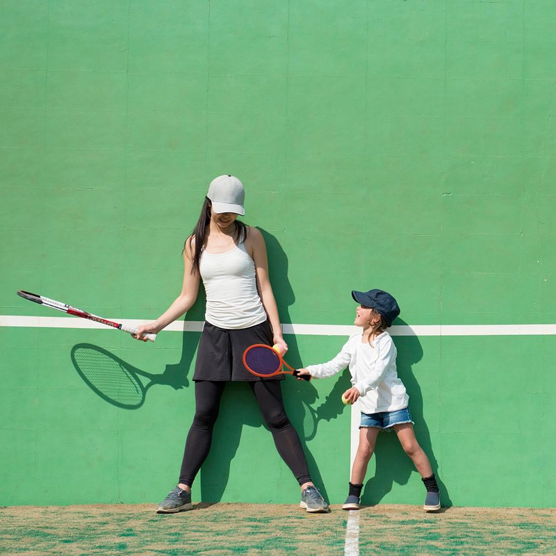 Crefotu Kid Tennis Racket Set for Toddler,Children,Sponge Handle, Includes 6 Badminton, 1 Tennis Ball, Bag and 2 Balls - Increase Children's Sports,Improve Tennis Skills (Grey Orange&Green)