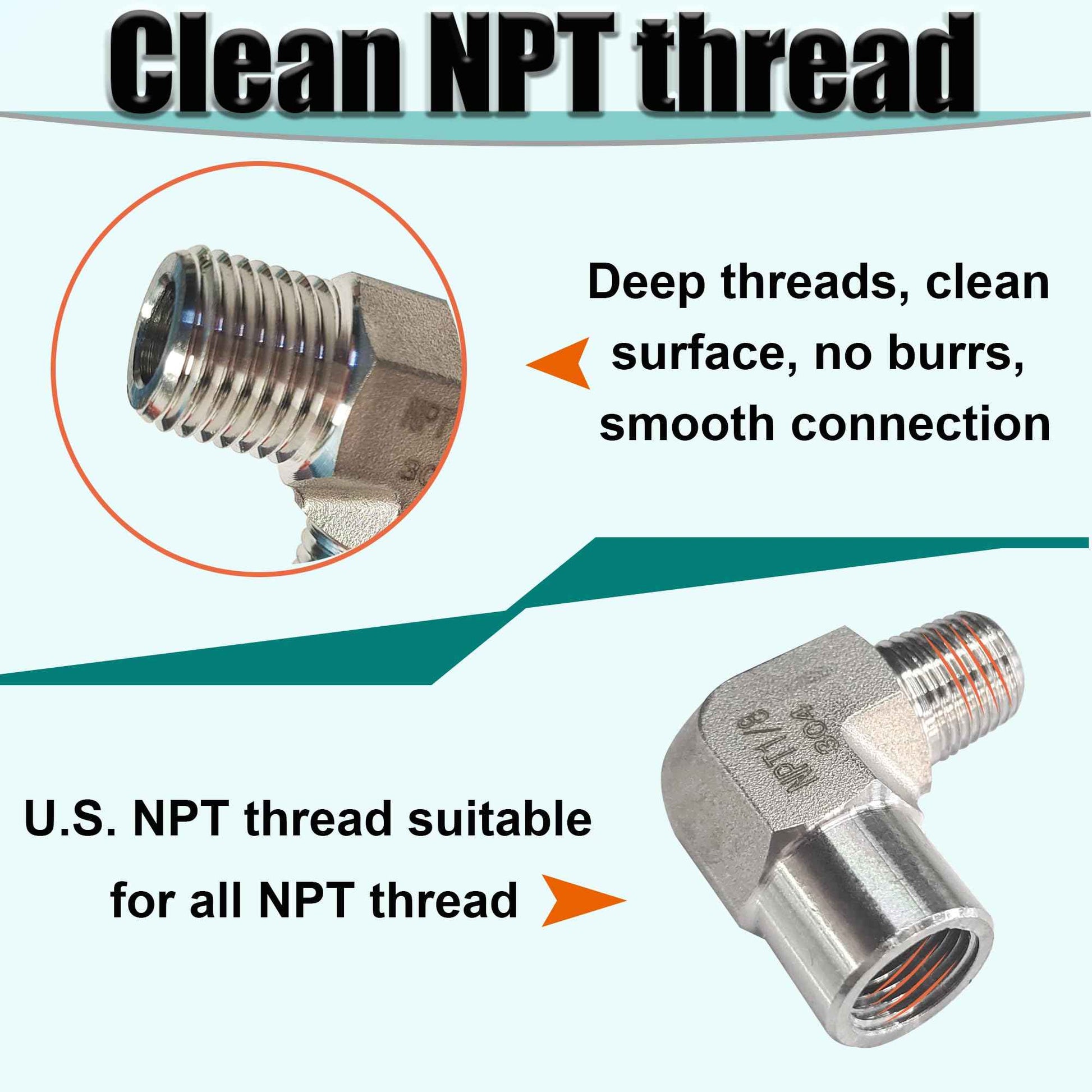 2pcs 90 Degree Street Elbow, 304 Stainless Steel Forged Barstock Street Elbow Adapter, Heavy Duty 5800PSI 1/2" NPT Female x 1/2" NPT Male Pipe Fitting Connecto (1/2" MNPT x 1/2" FNPT)