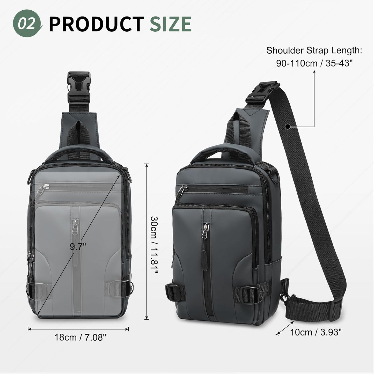 Skiennix Anti-Theft Crossbody Backpack - Lightweight Convertible Sling Bag for 9.7-Inch Tablet | Grey
