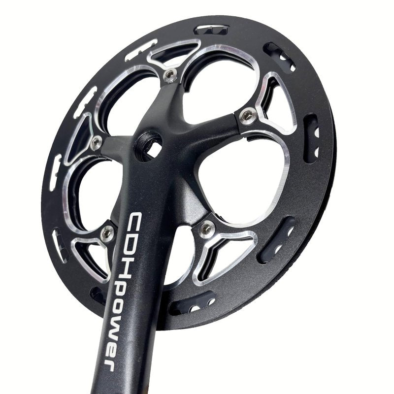 AUTES Single Speed Bike Crankset 52T/170mm/130mmBCD Alum Double Chainring Guard Square Hole Crank Arm Set for City Bike/Electric Bike/Road Bikes/MTB/Folding Bicycle