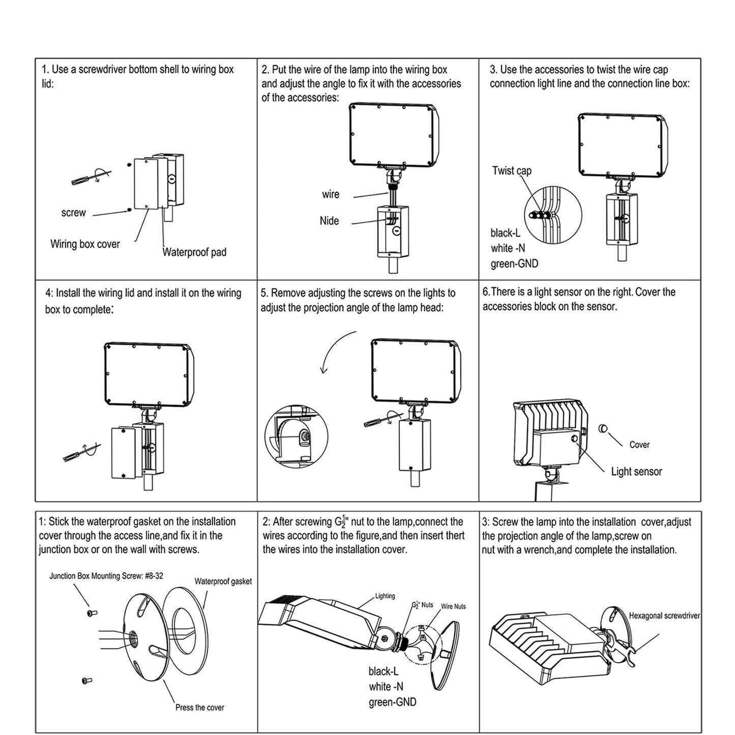 180W Outdoor LED Flood Light Dusk to Dawn with Knuckle, 25200LM 1500W Equivalent, 100-277V 5000K Daylight, ETL Commercial LED Flood Light Fixture, Outdoor Security Lighting for Landscape/Parking Lot