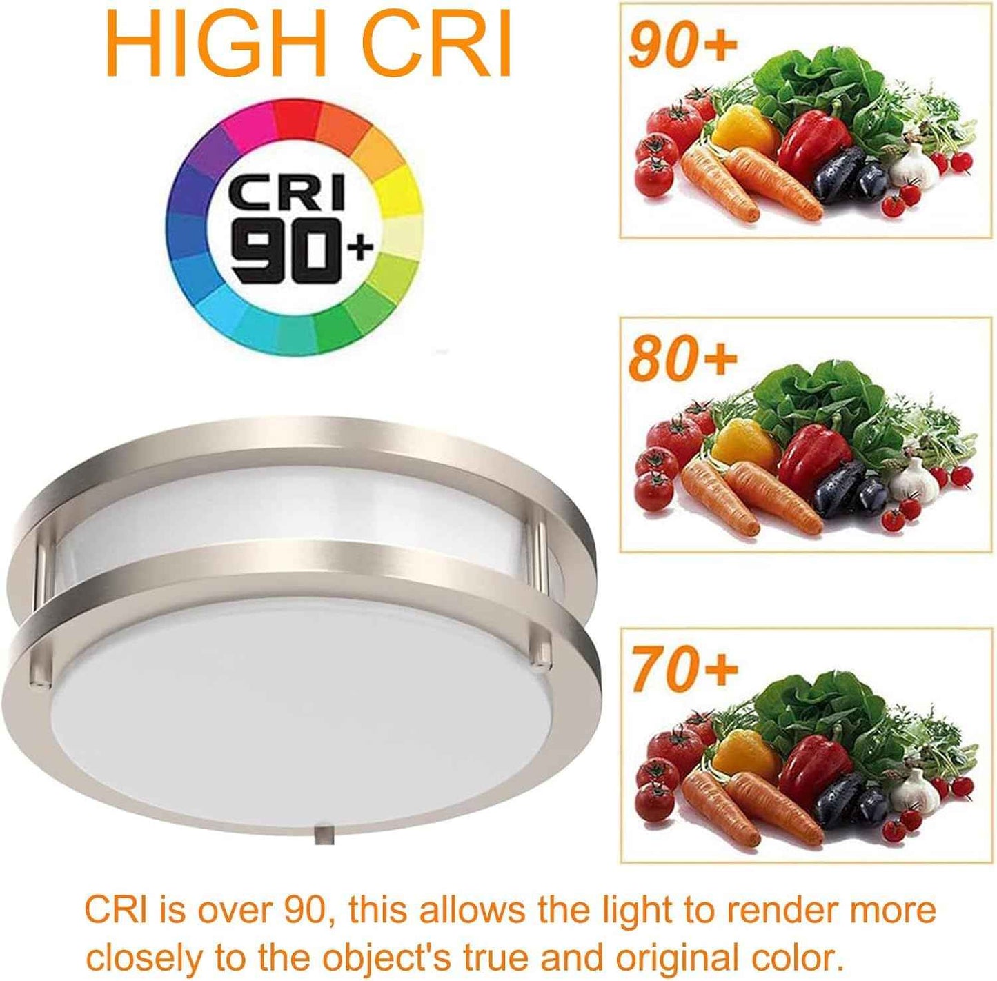 Drosbey 36W Dimmable LED Ceiling Light Fixture, Flush Mount Ceiling Lights for Kitchen, Bathroom, Bedroom, Hallway, 2700K/3000K/3500K/4000K/5000K Adjustable, 400W Equivalent