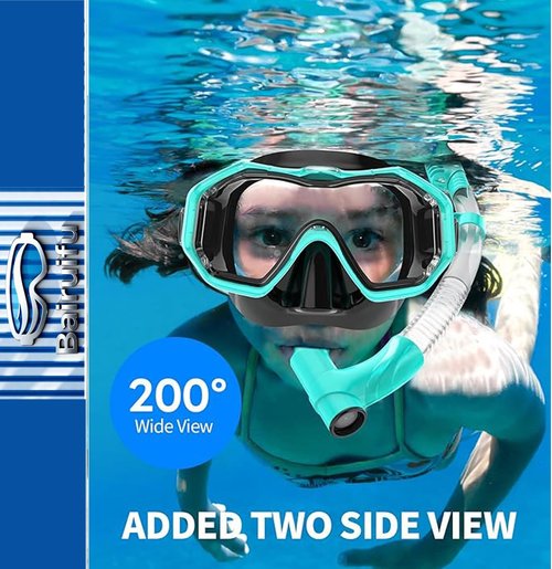 Bairuifu Kids Swim Goggles - 3-Window Lens for Wide Vision & Crystal Clear Clarity | Soft Nose Cover