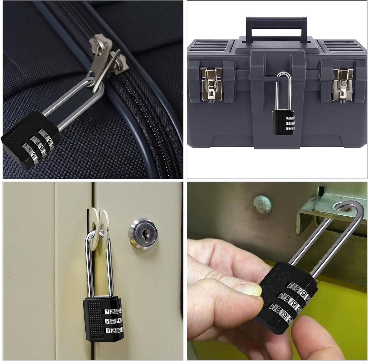 3 Digit Small Combination Locker Lock, 2.2 in Long Shackle Padlock Combination, Resettable Luggage Locks, Combo Gym Locker Suitcase Gate Pad Lock (3Pack, Black)