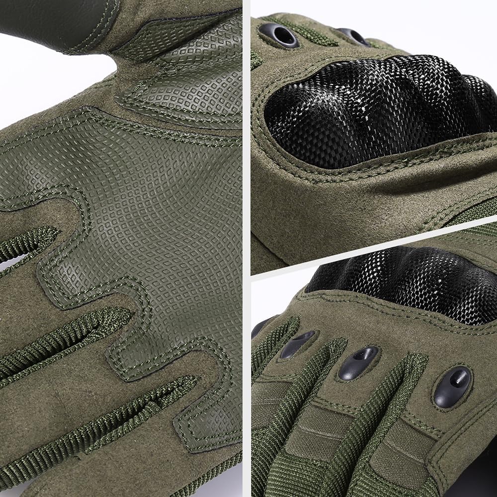 Motorcycle Tactical Gloves for Men - Touchscreen, Hard Shell & Palm Padding for Airsoft Paintball Hunting Hiking Camping Climbing Sports Cycling Gloves