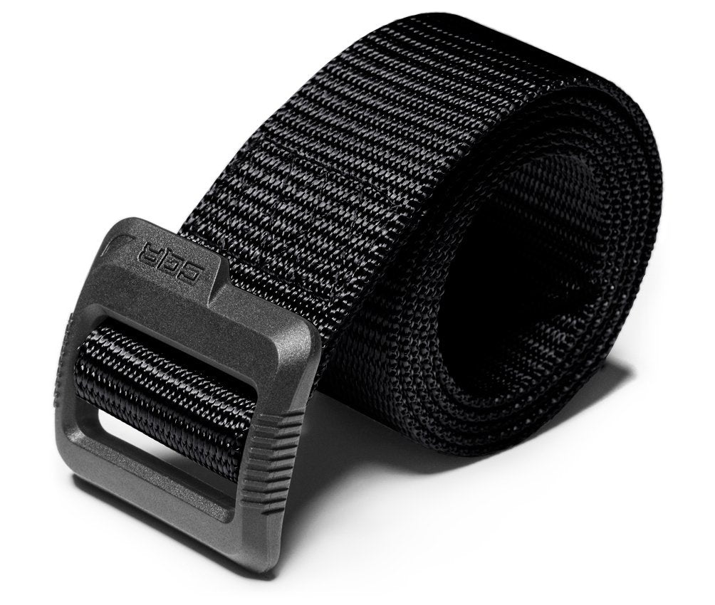CQR Tactical Belt, Military Style Heavy Duty Belt, Webbing EDC Quick-Release Buckle, Flex Poly Black, Medium