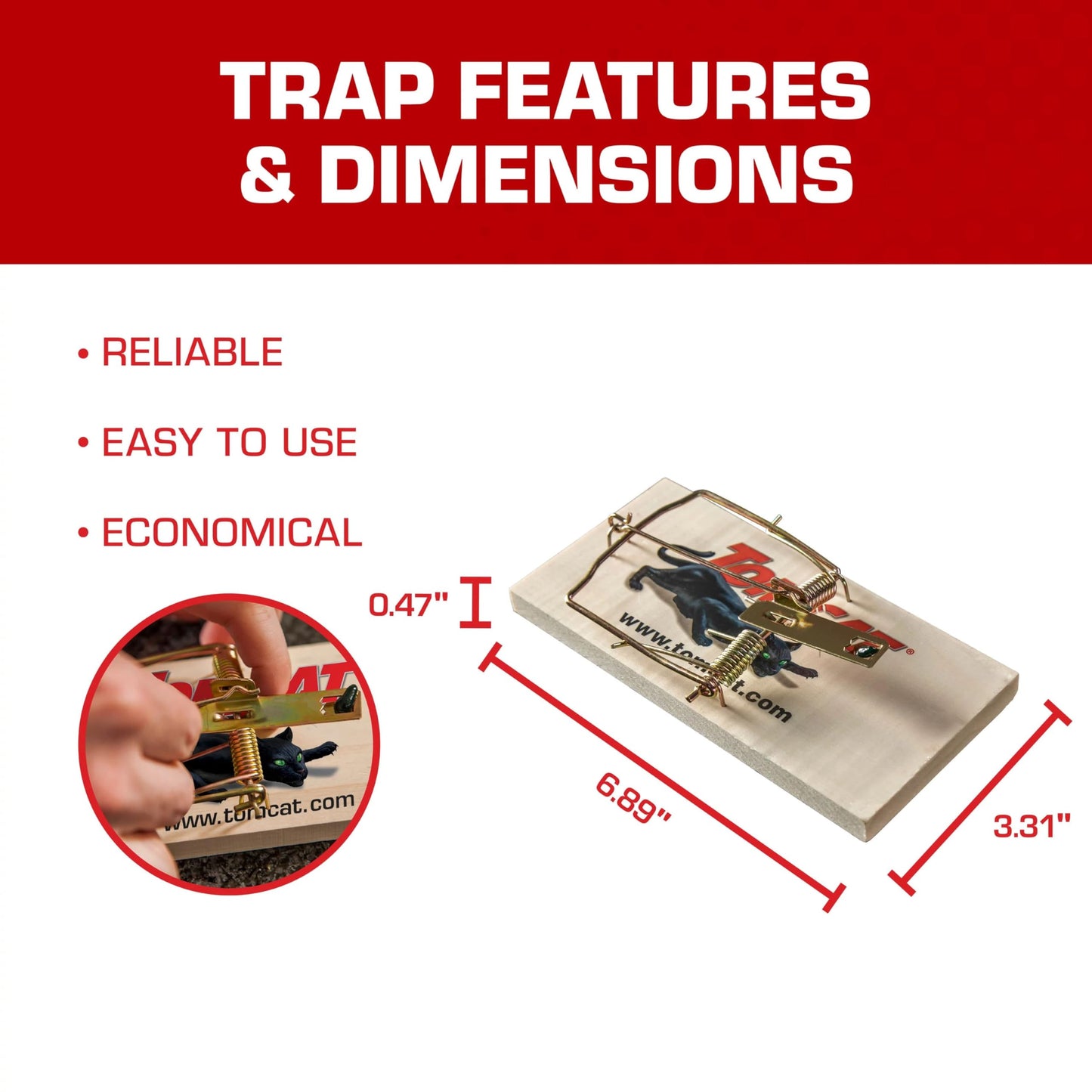 Tomcat Wooden Rat Traps - Disposable Non-Chemical Rat Trap for Homes, Garages and Basements, Single Pack