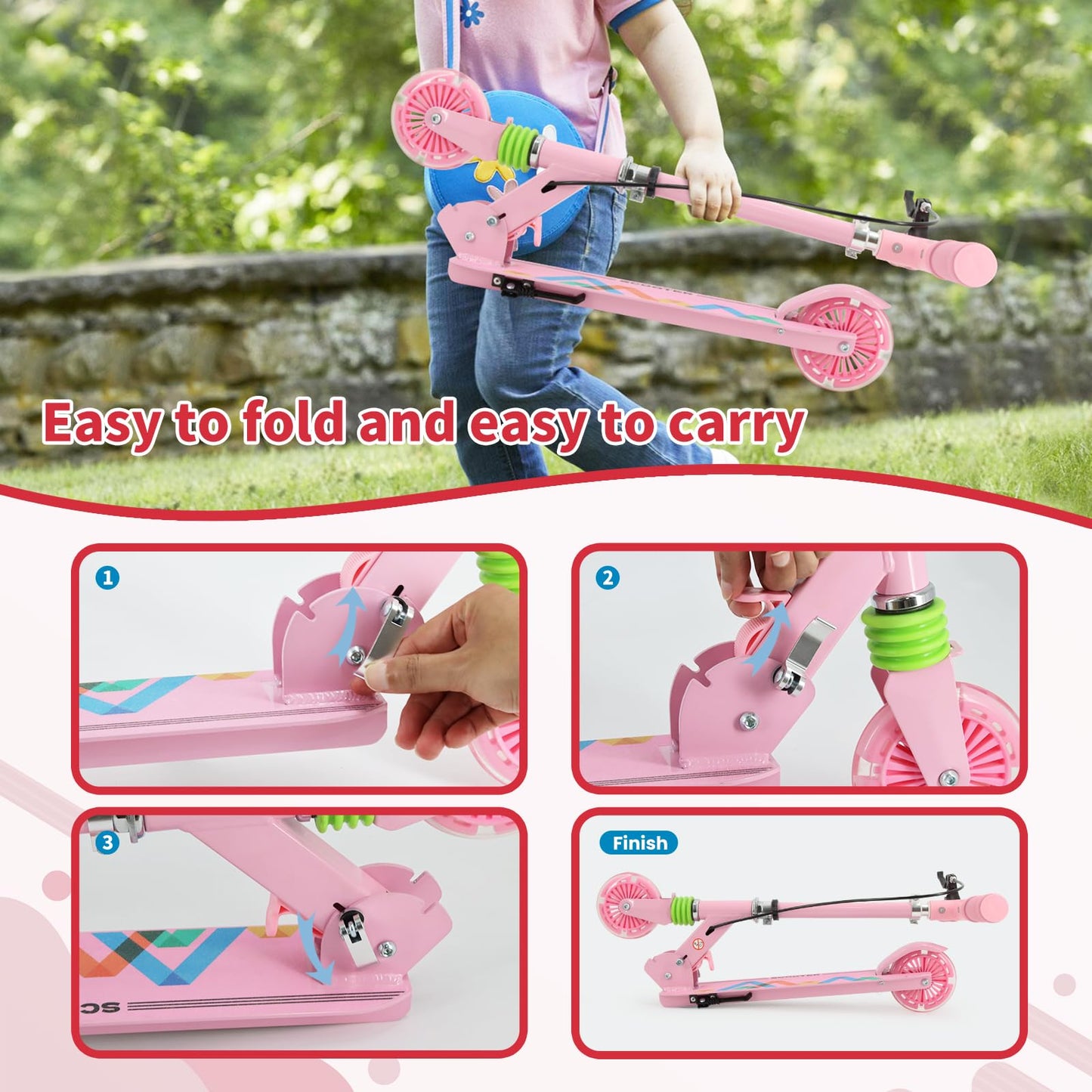 Scooter for Adults and Teens, Kick Scooters for Kids 8 Years and Up- Lightweight, Easy-Folding, Height-Adjustable, Aluminum Frame, Wear-Resistant Wheels, Outdoors for Boys and Girls