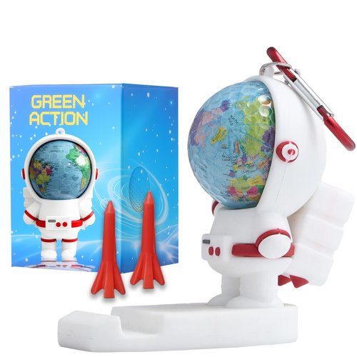 GREEN ACTION Astronaut Golf Tee Holder and Phone Stand, Includes 2 Golf Tees, Golf Ball Holder with Carabiner, Fun Golf Accessories for Men and Women, Stylish Golf Bag Accessory and Golf Gift