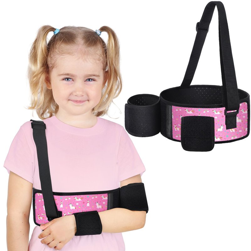 Evervibe Kids Arm Sling Pediatric Shoulder Immobilizer Collarbone Brace Elbow Support Arm Bands Elbow Wrist Sling for Toddler Boy Girl Broken, Fractured Injury(Unicorn Style)
