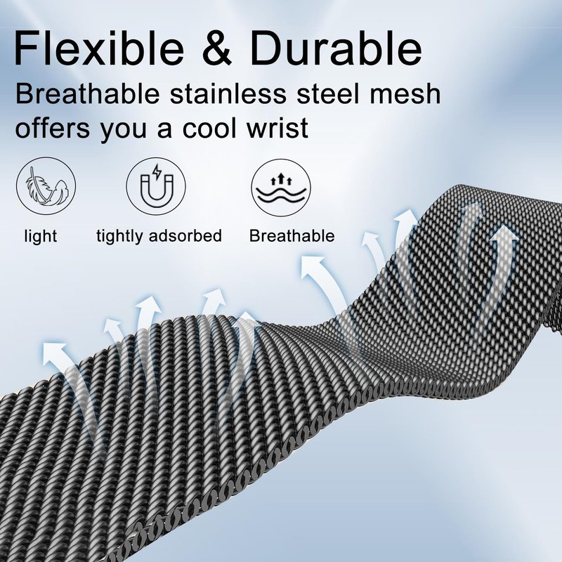 surundo Compatible with Fitbit Charge 6/Charge 5 Bands for Wmen Men, Metal Mesh Milanese Loop Adjustable Strap Replacement for Fitbit Charge 6/Charge 5 Advanced Fitness & Health Trackers