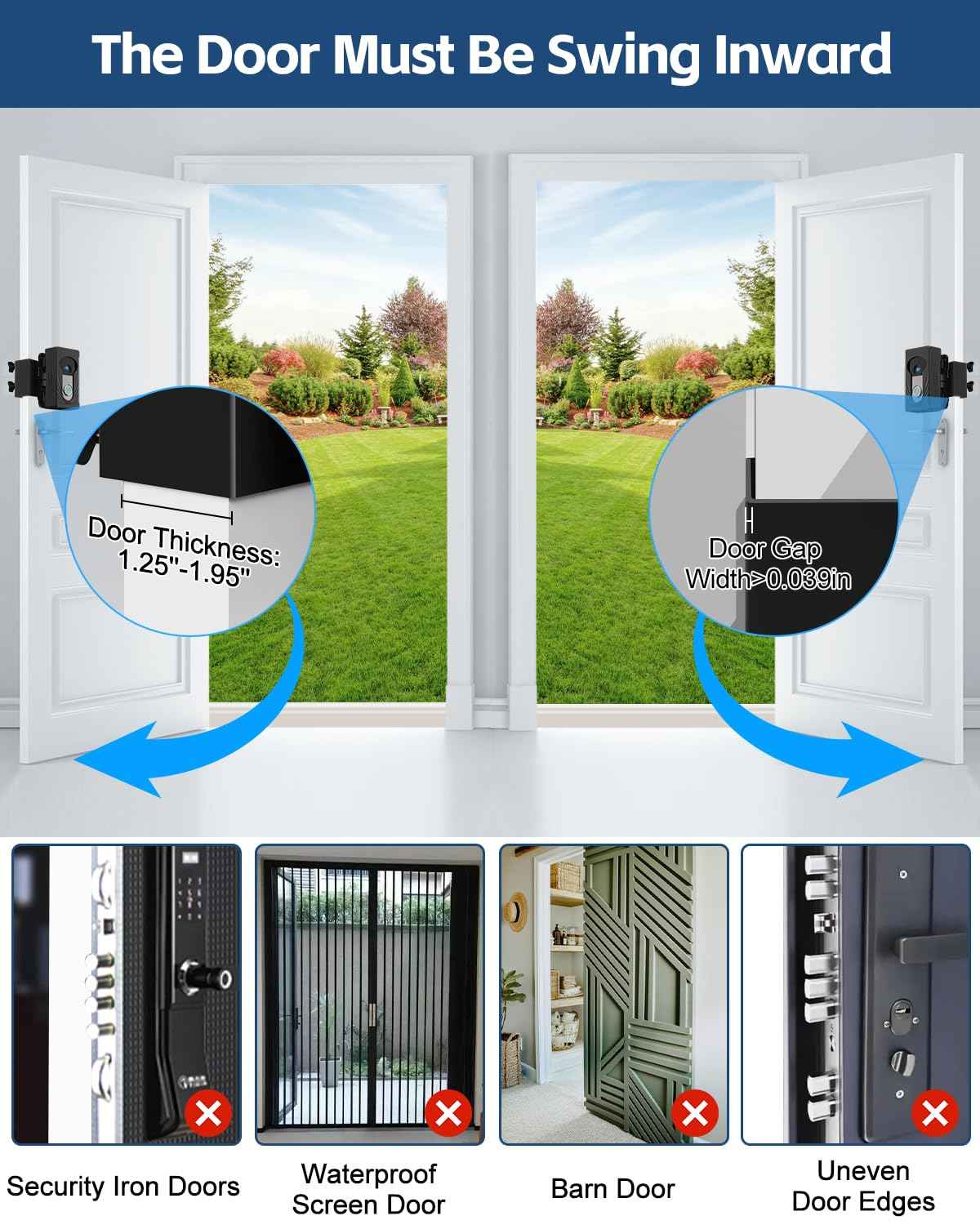 Trushome Adjustable Angle Doorbell Mount, Compatible with Ring/Blink Wireless Video Doorbell, No Drill Anti-Theft Doorbell Camera Mount(Not Included Doorbell)