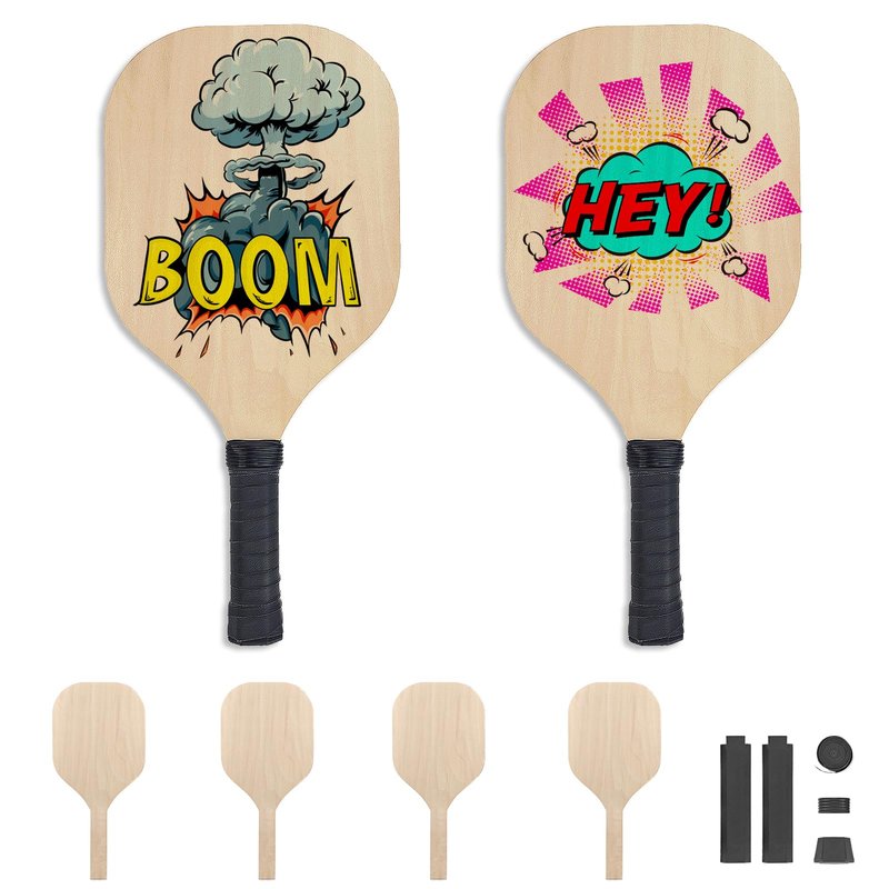 6 Pack Sublimation Blanks Pickleball Paddles, 7.3" x 15.5" Double Sided Printable Pickleball Paddles Plywood 0.39 Inch Thickness for Outdoor Sport Casual Court Play