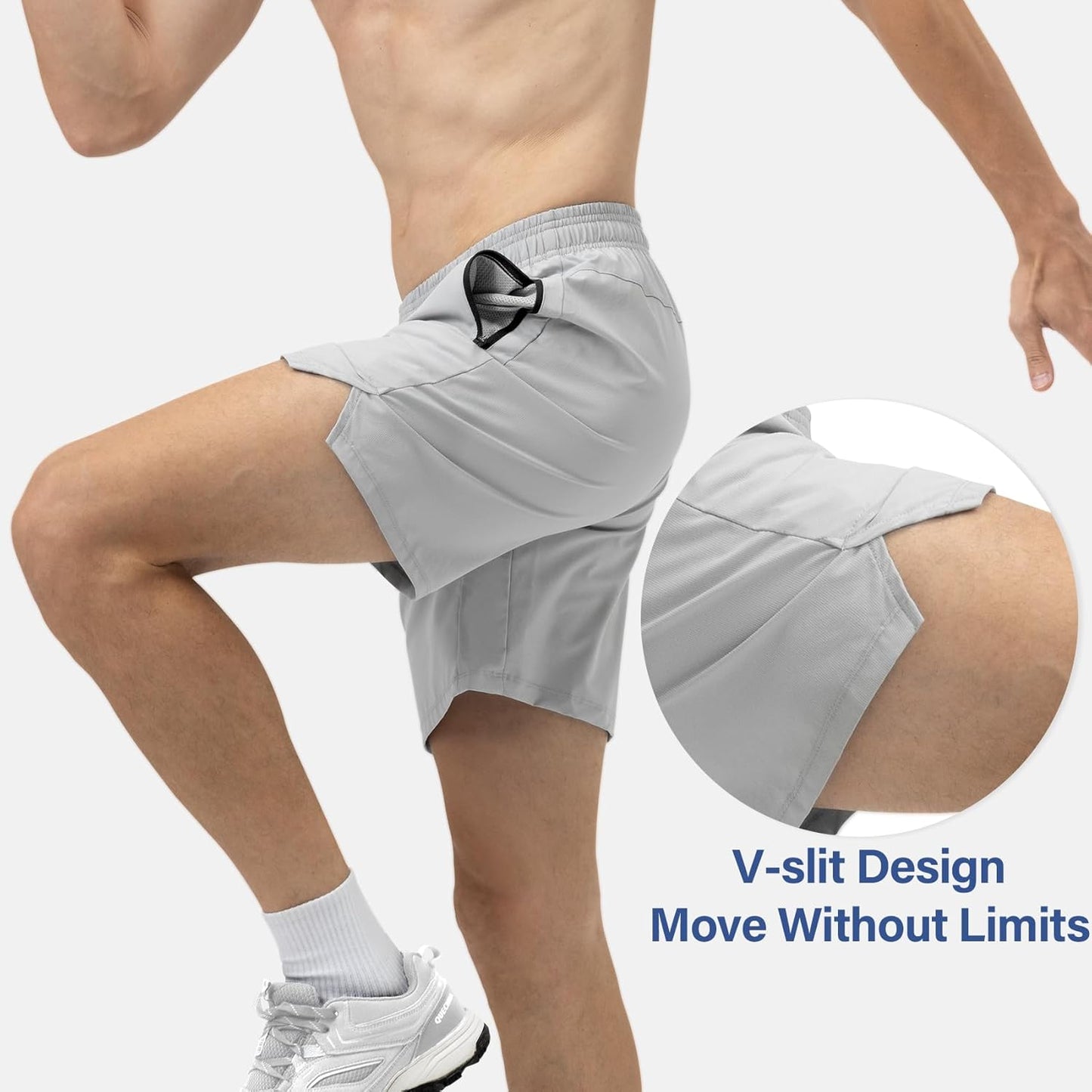 Skiennix Men's Athletic Running Shorts - Quick Dry Gym Workout | 3-Pack with Zipper Pockets & Drawstring