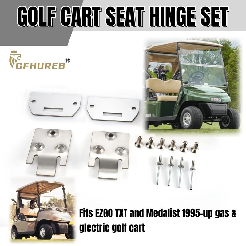 GFHUREB 2 Pair Golf Cart Seat Hinge Kit for EZGO Electric/Gas (1995-up) TXT/Medalist Golf Cart - Replaces OEM 71610-G01 71609-G01