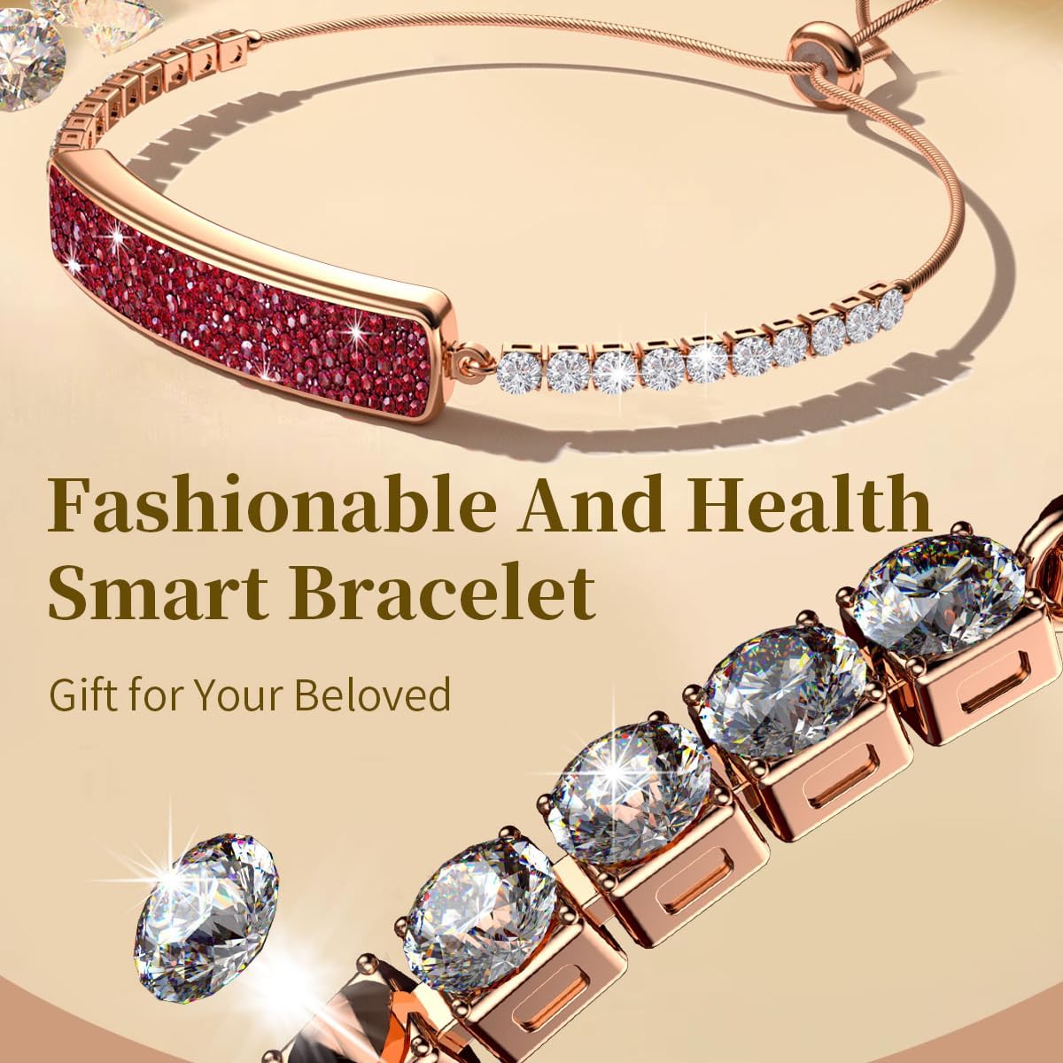 CNBRO Fitness Tracker Dressy Diamond Smart Bracelet for Women Ladies Health Wristband Heart Rate Monitor Sleep Tracker Step Counter Pedometer Waterproof Fashion Activity Tracker