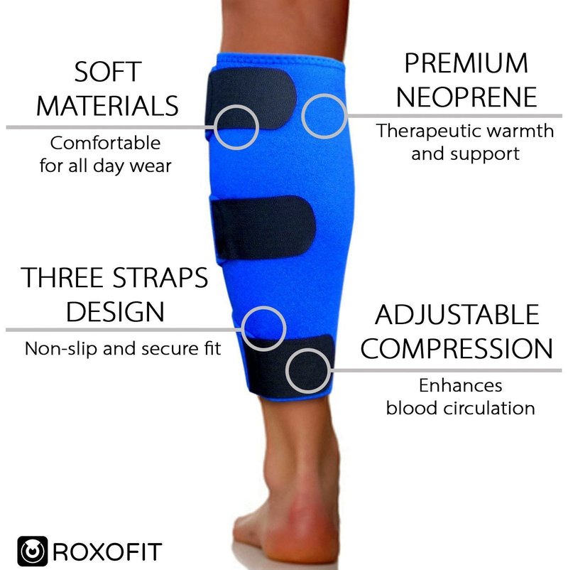 ROXOFIT Calf Brace for Torn Calf Muscle and Shin Splint Relief - Shin Splint Brace - Compression Sleeves for Women Calf Compression Sleeve Men, Shin Splint Compression Sleeve, Compression Calf Sleeve Women, Calf Compression Sleeve Women, Calf Sleeves for