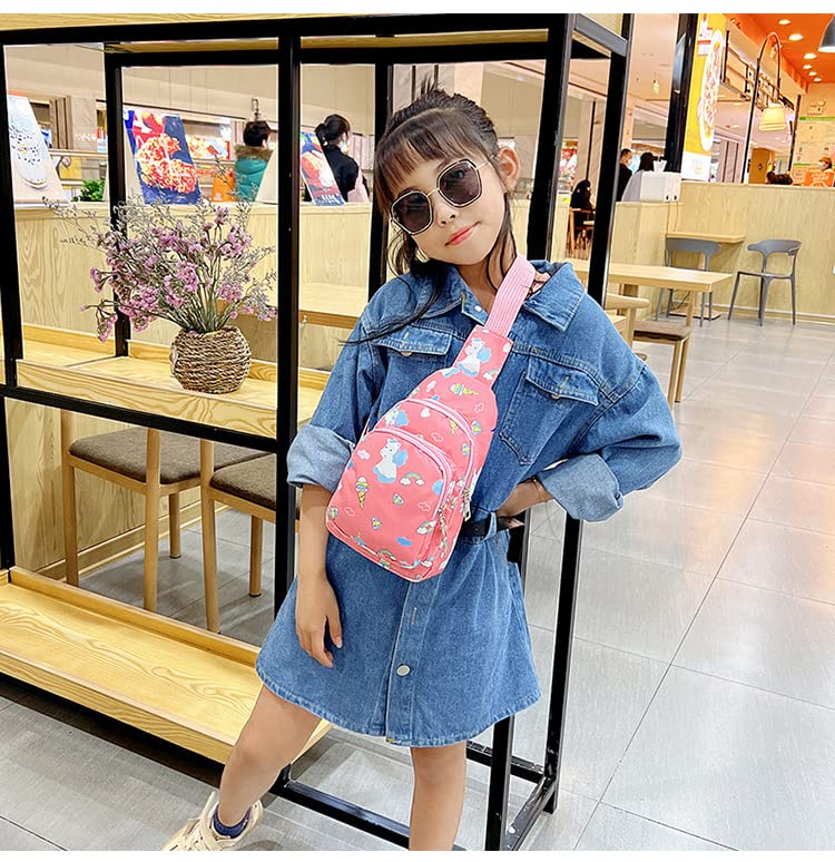Kids Crossbody Bag - Small Nylon Sling Bag for Travel, Pink