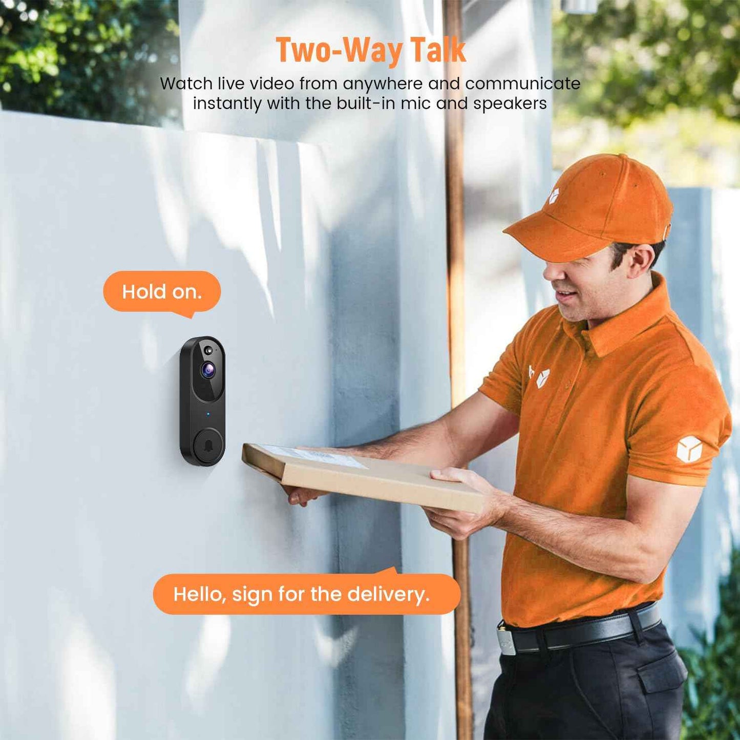 GridTera Smart Video Doorbell Camera Wireless, AI Human Detection and Instant Alerts, Night Vision, 2-Way Audio, Battery Powered, Cloud Storage Sold Seperately, 2.4G WiFi (Chime Included)