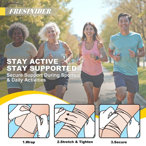 FRESINIDER Premium Elastic Bandage Wrap, 18 Pack 4" Cotton Latex Free Compression Bandage Wrap with Touch Closure at Both Ends, Support & First Aid for Sports, Medical, and Injury Recovery